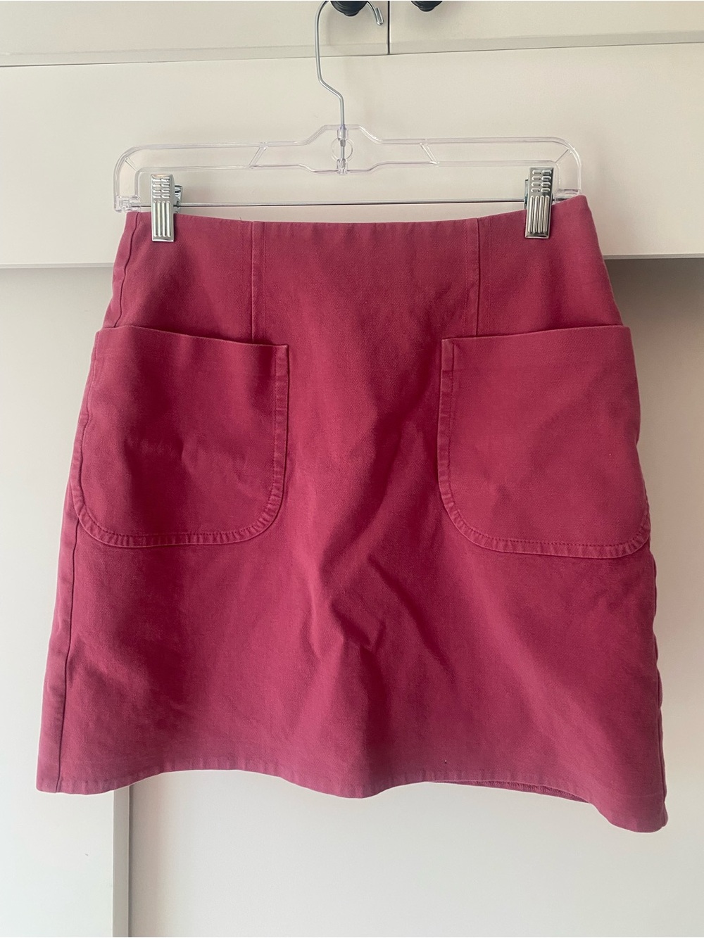 LOFT A-Line Skirt with Front Pockets in Raspberry Pink